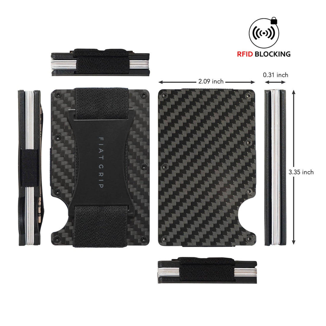 Fiat Grip Minimalist Wallet with Cash Strap | RFID-Blocking Slim Wallet