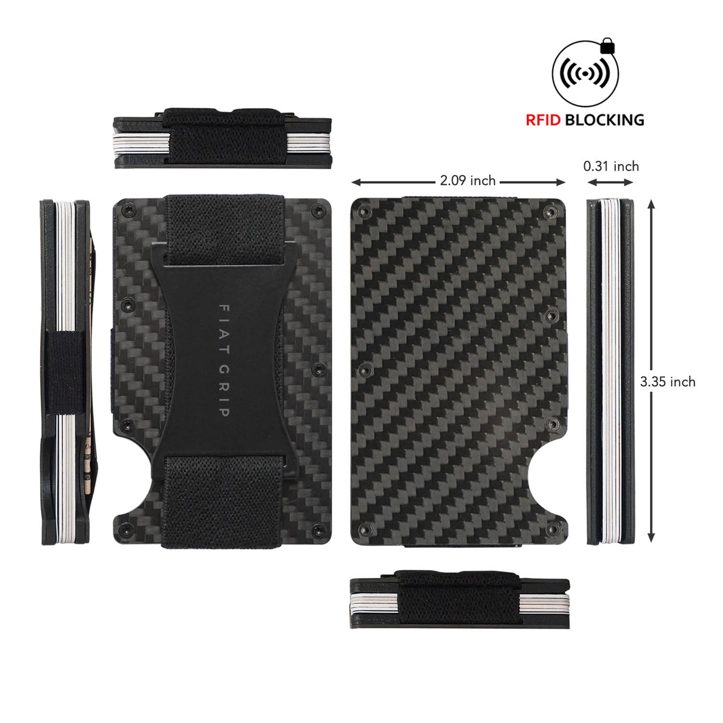 Fiat Grip Minimalist Wallet with Cash Strap | RFID-Blocking Slim Wallet